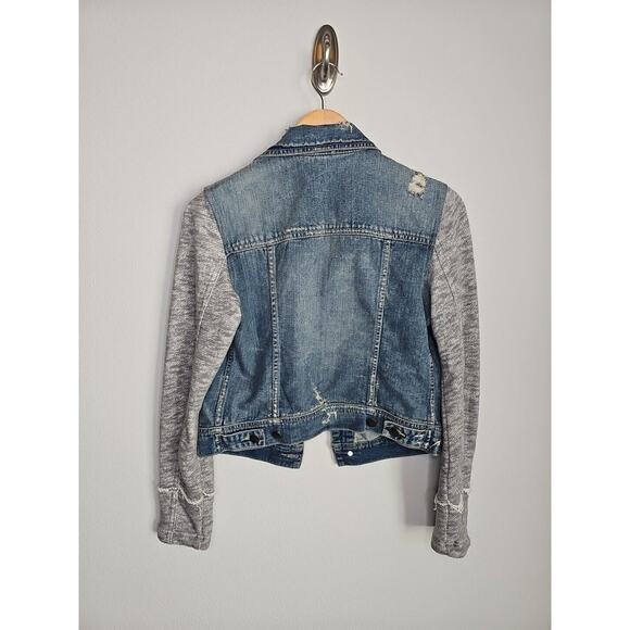Free People Women's Denim Collared Knitted Jean Jacket Size XS - Picture 2 of 5